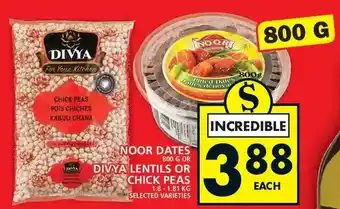 Food Basics Noor Dates or Divya Lentils or Chick Peas offer