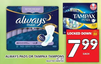 Food Basics Always Pads or Tampax Tampons offer