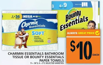 Food Basics Charmin Essentials Bathroom Tissue or Bounty Essentials Paper Towels offer