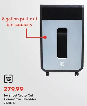 Staples Tru Red 16-Sheet Cross-Cut Commercial Shredder offer