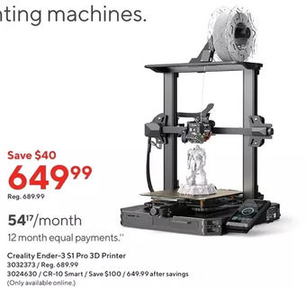 Staples Creality Ender-3 S1 Pro 3D Printer offer