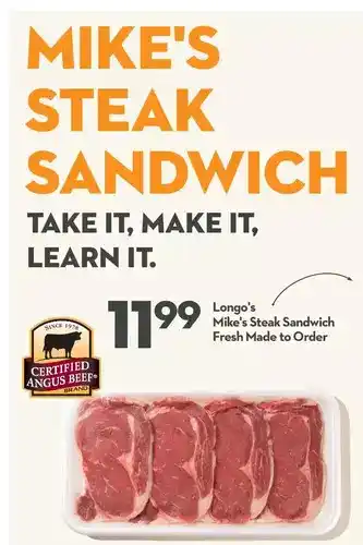 Longo's Longo's Mike's Steak Sandwich Fresh offer