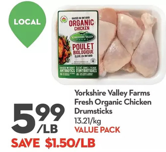 Longo's Yorkshire Valley Farms Fresh Organic Chicken Drumsticks offer