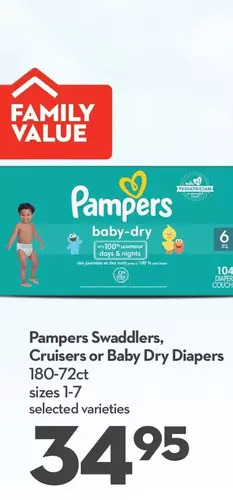 Longo's Pampers Swaddlers, Cruisers or Baby Dry Diapers offer