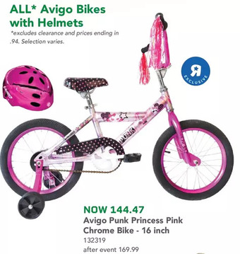 Toys R us Avigo Punk Princess Pink Chrome Bike - 16 inch - R Exclusive offer