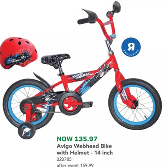 Toys R us Avigo Webhead Bike with Helmet - 14 inch - R Exclusive offer