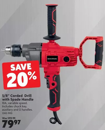 Home Hardware 5/8" Corded Drill with Spade Handle offer