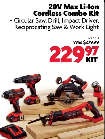 Home Hardware 20V Max Li-Ion Cordless Combo Kit offer