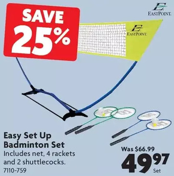 Home Hardware Easy Set up Badminton Set offer