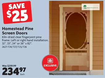 Home Hardware Homestead Pine Screen Doors offer