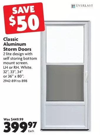 Home Hardware Classic Aluminum Storm Doors offer