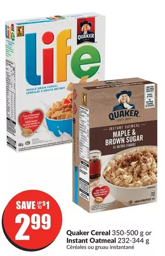 FreshCo Quaker Cereal or Instant Oatmeal offer