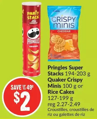 FreshCo Pringles Super Stacks | Quaker Crispy Minis or Rice Cakes offer