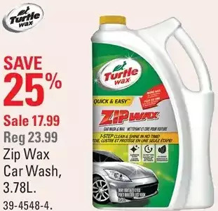 Canadian Tire Turtle Wax Zip Wax Car Wash, 3.78L offer