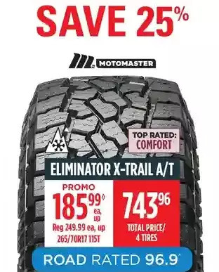 Canadian Tire Motomaster Eliminator X-Trail a/T Tires offer
