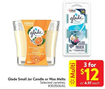 Walmart Glade Small Jar Candle or Wax Melts offer