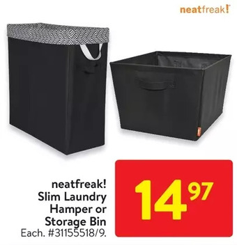 Walmart Neatfreak! Slim Laundry Hamper or Storage Bin offer