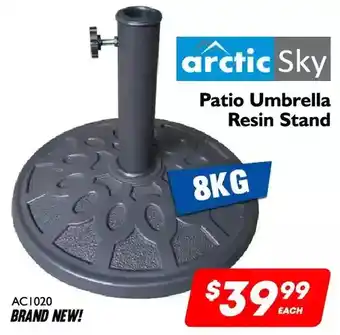 Factory Direct Arctic Sky Patio Umbrella Resin Stand. 8Kg offer
