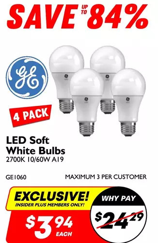 Factory Direct GE LED Soft White Bulbs offer