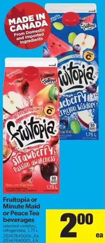 Real Canadian Superstore Fruitopia or Minute Maid or Peace Tea Beverages offer