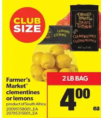 Real Canadian Superstore Farmer's Market Clementines or Lemons offer