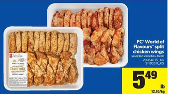 Real Canadian Superstore PC World of Flavours Split Chicken Wings offer