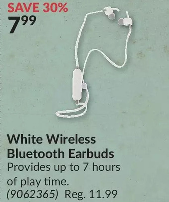Princess Auto White Wireless Bluetooth Earbuds offer