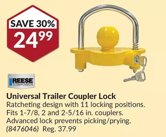 Princess Auto Reese Towpower Universal Trailer Coupler Lock offer