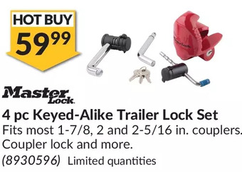 Princess Auto Master Lock 4 pc Keyed-Alike Trailer Lock Set offer