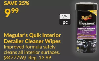 Princess Auto Meguiar's Quik Interior Detailer Cleaner Wipes offer