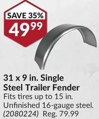 Princess Auto Rockwell American 31 x 9 in. Single Steel Trailer Fender offer