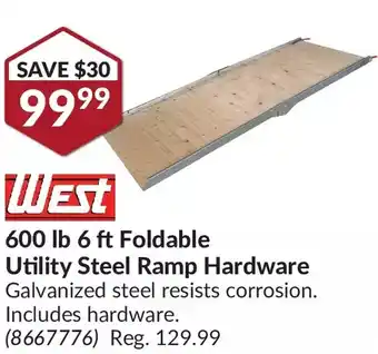 Princess Auto West 600 lb 6 ft Foldable Utility Steel Ramp Hardware offer