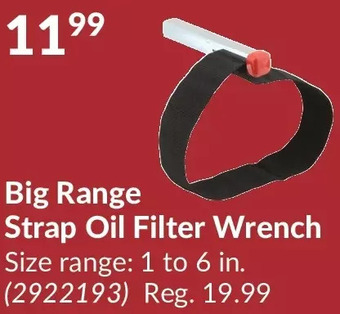 Princess Auto Big Range Strap Oil Filter Wrench offer