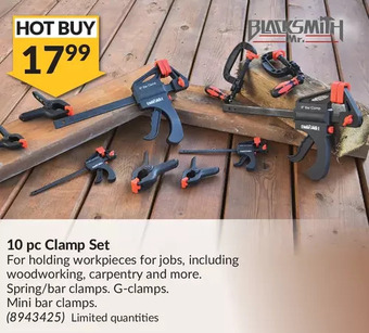 Princess Auto Mr. Blacksmith 10 pc Clamp Set offer
