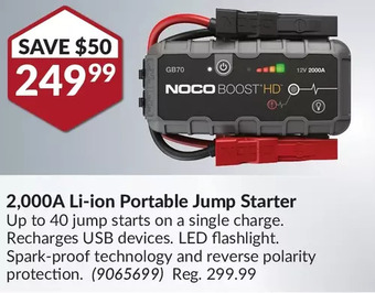 Princess Auto Noco 2,000A Li-Ion Portable Jump Starter offer