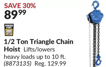 Princess Auto Power Fist 1/2 Ton Triangle Chain Hoist offer