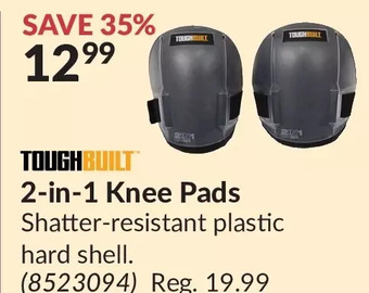 Princess Auto Toughbuilt 2-in-1 Knee Pads offer
