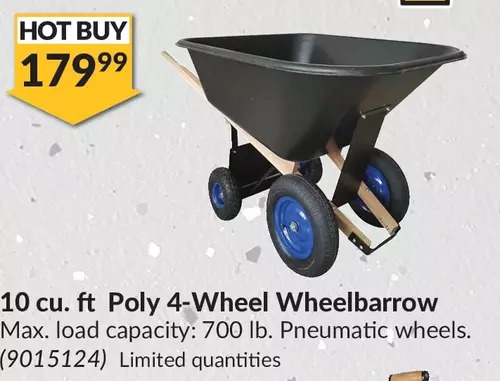 Princess Auto Power Fist 10 cu. ft Poly 4-Wheel Wheelbarrow offer