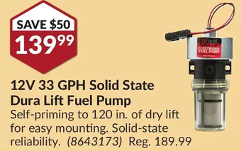 Princess Auto 12V 33 GPH Solid State Dura Lift Fuel Pump offer