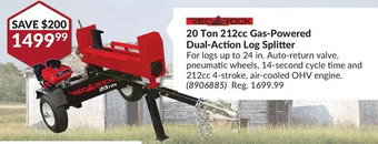 Princess Auto Red Rock 20 Ton 212cc Gas-Powered Dual-Action Log Splitter offer