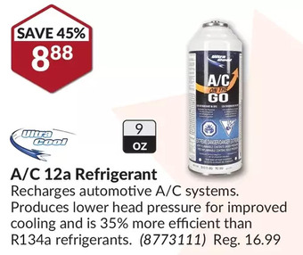 Princess Auto Ultra Cool A/C 12a Refrigerant offer