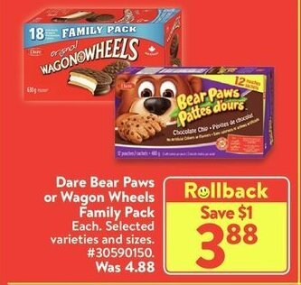 Walmart Dare Bear Paws offer