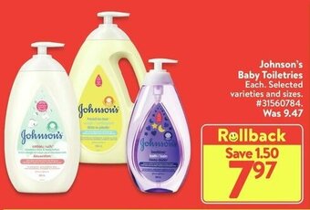 Walmart Johnson's Baby Toiletries offer