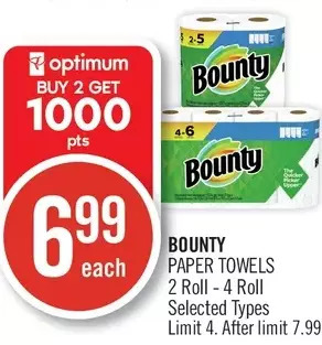 Shoppers Drug Mart Bounty Paper Towels offer