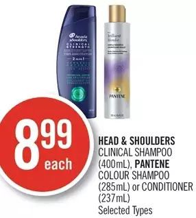 Shoppers Drug Mart Head & Shoulders Clinical Shampoo, Pantene Colour Shampoo or Conditioner offer