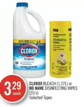Shoppers Drug Mart Clorox Bleach or No Name Disinfecting Wipes offer