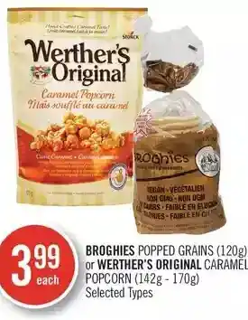 Shoppers Drug Mart Broghies Popped Grains or Werther's Original Caramel Popcorn offer
