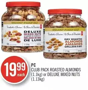 Shoppers Drug Mart PC Club Pack Roasted Almonds or Deluxe Mixed Nuts offer