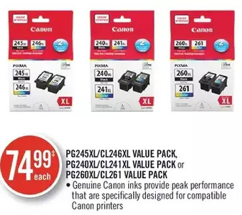 Shoppers Drug Mart Pg245XL/Cl246XL Value Pack, Pg240XL/Cl241XL Value Pack or Pg260XL/Cl261 Value Pack offer