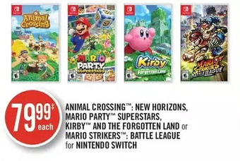 Shoppers Drug Mart Animal Crossing: New Horizons, Mario Party Superstars, Kirby and the Forgotten Land or Mario Strikers: Battle League for Nint offer